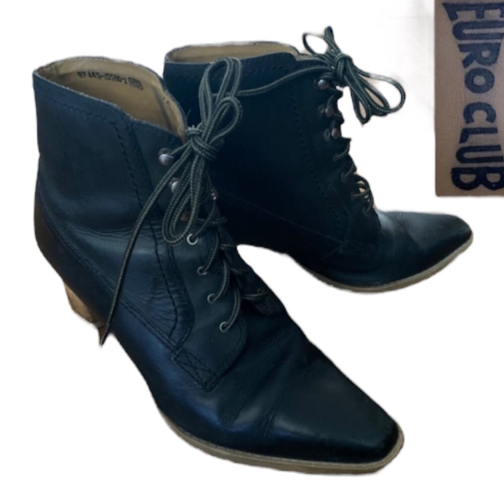 Women's Black Lace-Up Ankle Booties